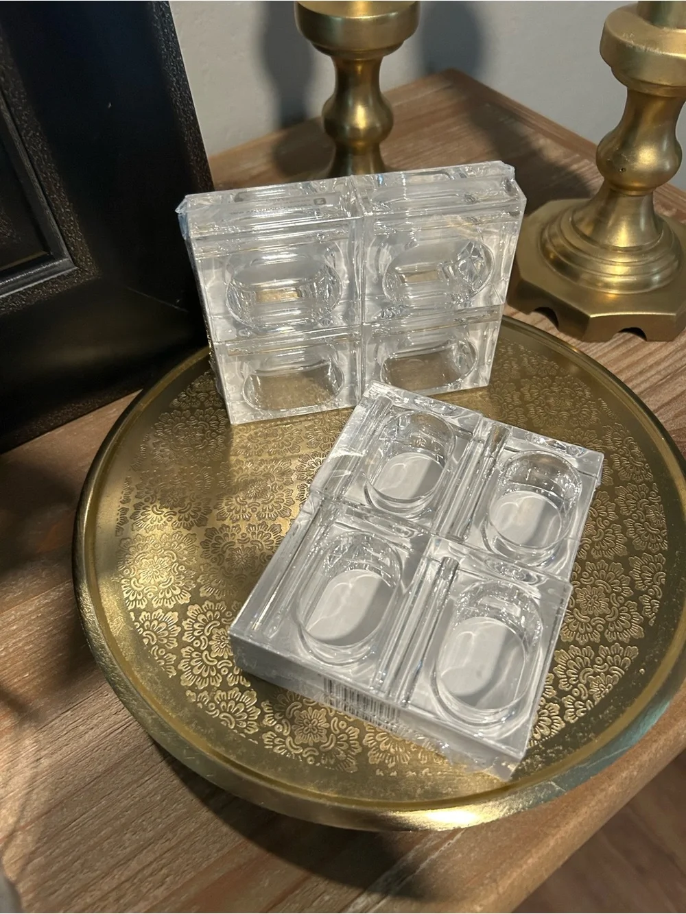 NWT Vintage 1990 Two's Company Lucite Flower Napkin Holder Bud Vases - Set of 8